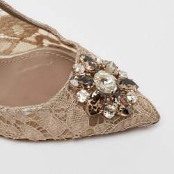 Pre Owned Dolce & Gabbana Beige Lace Belluci Pumps Size 40