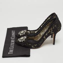 Pre Owned Dolce & Gabbana Black Lace Bellucci Pumps Size 40 
