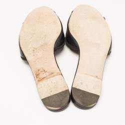 مملوكة مسبقًا Dolce & Gabbana Black Lizard Embossed Leather Sofia Slides Size 38