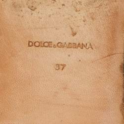 Pre Owned Dolce & Gabbana Burgundy Leather DG Amore Logo Embellished Flat Slides Size 37