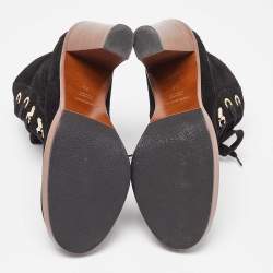 Pre Owned Dolce & Gabbana Black Suede Lace Up Ankle Boots Size 38