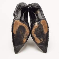 Pre Owned Dolce and Gabbana Black Python Ankle Boots Size 36.5 
