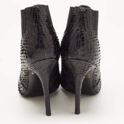 Pre Owned Dolce and Gabbana Black Python Ankle Boots Size 36.5 