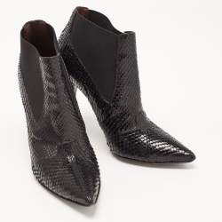 Pre Owned Dolce and Gabbana Black Python Ankle Boots Size 36.5 