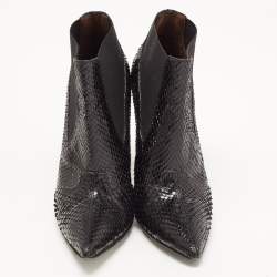 Pre Owned Dolce and Gabbana Black Python Ankle Boots Size 36.5 