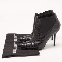 Pre Owned Dolce and Gabbana Black Python Ankle Boots Size 36.5 