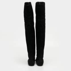 Pre Owned Dolce & Gabbana Black Suede Over The Knee Boots Size 37.5