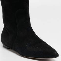 Pre Owned Dolce & Gabbana Black Suede Over The Knee Boots Size 37.5