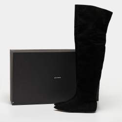 Pre Owned Dolce & Gabbana Black Suede Over The Knee Boots Size 37.5