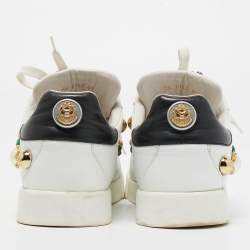 Pre Owned Dolce & Gabbana White Leather Embellished Low Top Sneakers Size 40