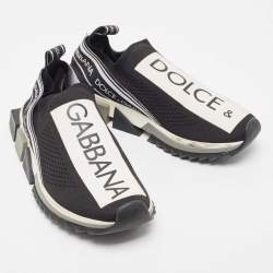 Pre Owned Dolce & Gabbana Black Knit Fabric Sorrento Sneakers Size 39