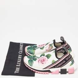 Pre Owned Dolce & Gabbana Tricolor Floral Print Canvas Sorrento Sneakers Size 37