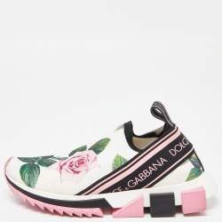 Pre Owned Dolce & Gabbana Tricolor Floral Print Canvas Sorrento Sneakers Size 37