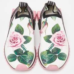 Pre Owned Dolce & Gabbana Tricolor Floral Print Canvas Sorrento Sneakers Size 37