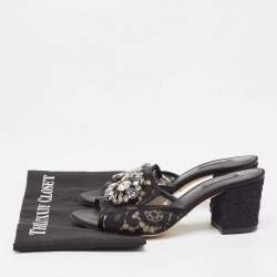 Dolce & Gabbana Black Satin and Mesh Bianca Open Toe Sandals Size 38