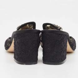 Dolce & Gabbana Black Satin and Mesh Bianca Open Toe Sandals Size 38