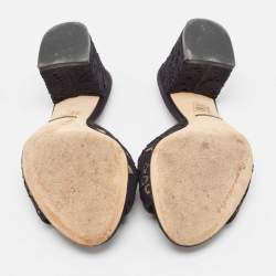 Dolce & Gabbana Black Satin and Mesh Bianca Open Toe Sandals Size 38