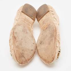 Pre Owned Dolce & Gabbana Blush Pink Lace Crystal Embellished Ballet Flats Size 37.5