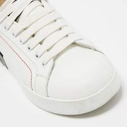 Pre Owned Dolce & Gabbana White/Gold Leather Portofino Low Top Sneakers Size 37.5