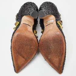 Pre Owned Dolce & Gabbana Black Sequins Crystal Embellished Mary Jane Pumps Size 37