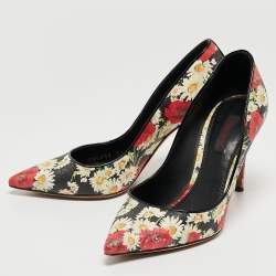 Pre Owned Dolce & Gabbana Tricolor Floral Print Textured Leather Pointed Toe Pumps Size 37