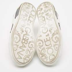 Pre Owned Dolce & Gabbana White Leather Love Applique Portofino Sneakers Size 39