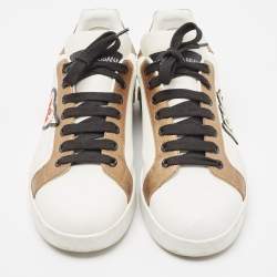 Pre Owned Dolce & Gabbana White Leather Love Applique Portofino Sneakers Size 39