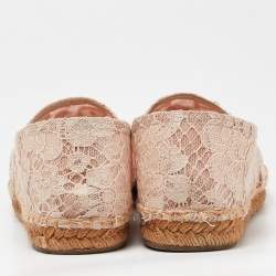 Pre Owned Dolce & Gabbana Pink Lace Crystal Embellished Espadrilles Size 40