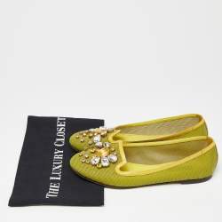 Dolce & Gabbana Mustard Mesh and Patent Leather Embellished Ballet Flats Size 37.5