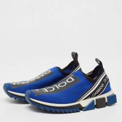 Pre Owned Dolce & Gabbana Blue/Black Knit Fabric Sorrento Sneakers Size 39
