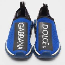 Pre Owned Dolce & Gabbana Blue/Black Knit Fabric Sorrento Sneakers Size 39