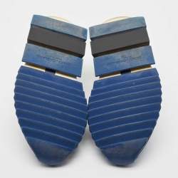Pre Owned Dolce & Gabbana Blue/Black Knit Fabric Sorrento Sneakers Size 39