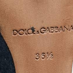 Pre Owned Dolce & Gabbana Multicolor Fabric and Leather Platform Wedge Ankle Strap Sandals Size 36.5