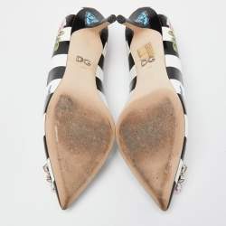 Pre Owned Dolce & Gabbana Multicolor Floral Print Leather Crystal Embellished Pumps Size 37.5