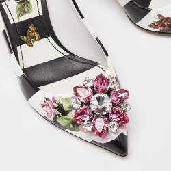 Pre Owned Dolce & Gabbana Multicolor Floral Print Leather Crystal Embellished Pumps Size 37.5