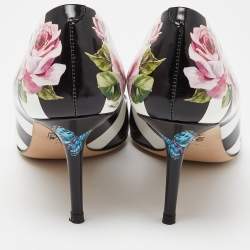 Pre Owned Dolce & Gabbana Multicolor Floral Print Leather Crystal Embellished Pumps Size 37.5