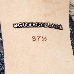 Pre Owned Dolce & Gabbana Navy Blue Lace and Mesh Bellucci Pumps Size 37.5