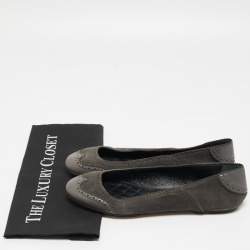 Pre Owned Dolce & Gabbana Grey Leather and Suede Ballet Flats Size 40