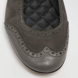 Pre Owned Dolce & Gabbana Grey Leather and Suede Ballet Flats Size 40