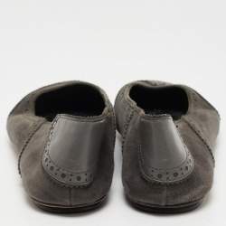 Pre Owned Dolce & Gabbana Grey Leather and Suede Ballet Flats Size 40