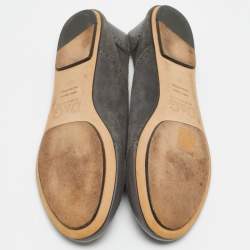 Pre Owned Dolce & Gabbana Grey Leather and Suede Ballet Flats Size 40