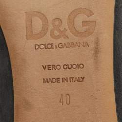 Pre Owned Dolce & Gabbana Grey Leather and Suede Ballet Flats Size 40