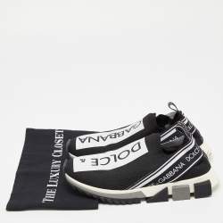 Pre Owned Dolce & Gabbana Black Knit Fabric Sorrento Sneakers Size 39.5