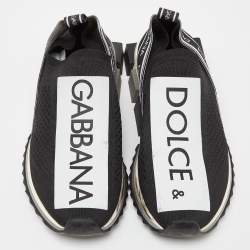 Pre Owned Dolce & Gabbana Black Knit Fabric Sorrento Sneakers Size 39.5