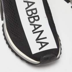 Pre Owned Dolce & Gabbana Black Knit Fabric Sorrento Sneakers Size 39.5
