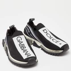Pre Owned Dolce & Gabbana Black Knit Fabric Sorrento Sneakers Size 39.5
