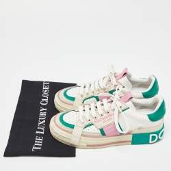 مملوكة مسبقًا Dolce & Gabbana Multicolor Leather and Suede Custom 2.Zero Sneakers Size 38