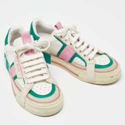 مملوكة مسبقًا Dolce & Gabbana Multicolor Leather and Suede Custom 2.Zero Sneakers Size 38