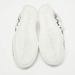 Pre Owned Dolce & Gabbana White/Mauve Leather Portofino Low Top Sneakers Size 39