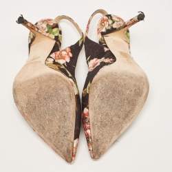 Dolce & Gabbana Multicolor Floral Print Brocade Slingback Pointed Toe Pumps Size 38 
